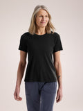 Lana Merino Wool Crew Shirt SS Women's Black Front View