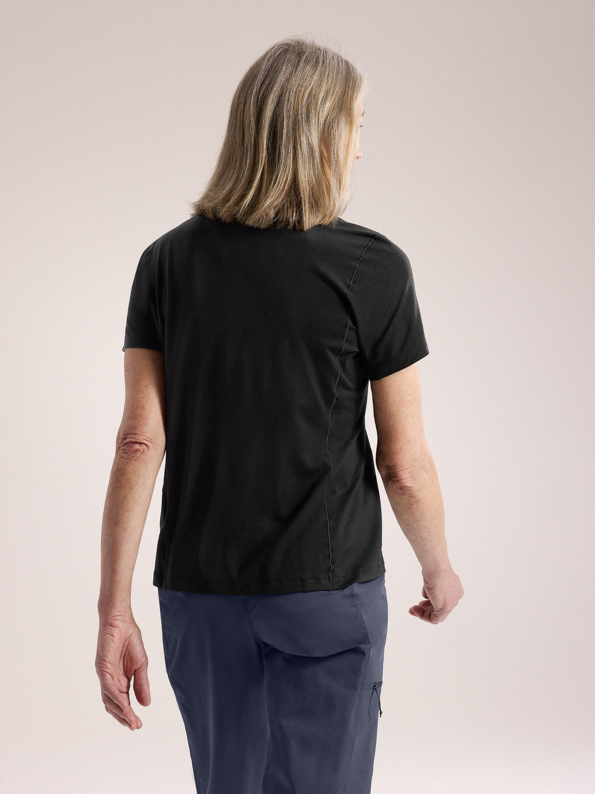 Lana Merino Wool Crew Shirt SS Women's Black Back View