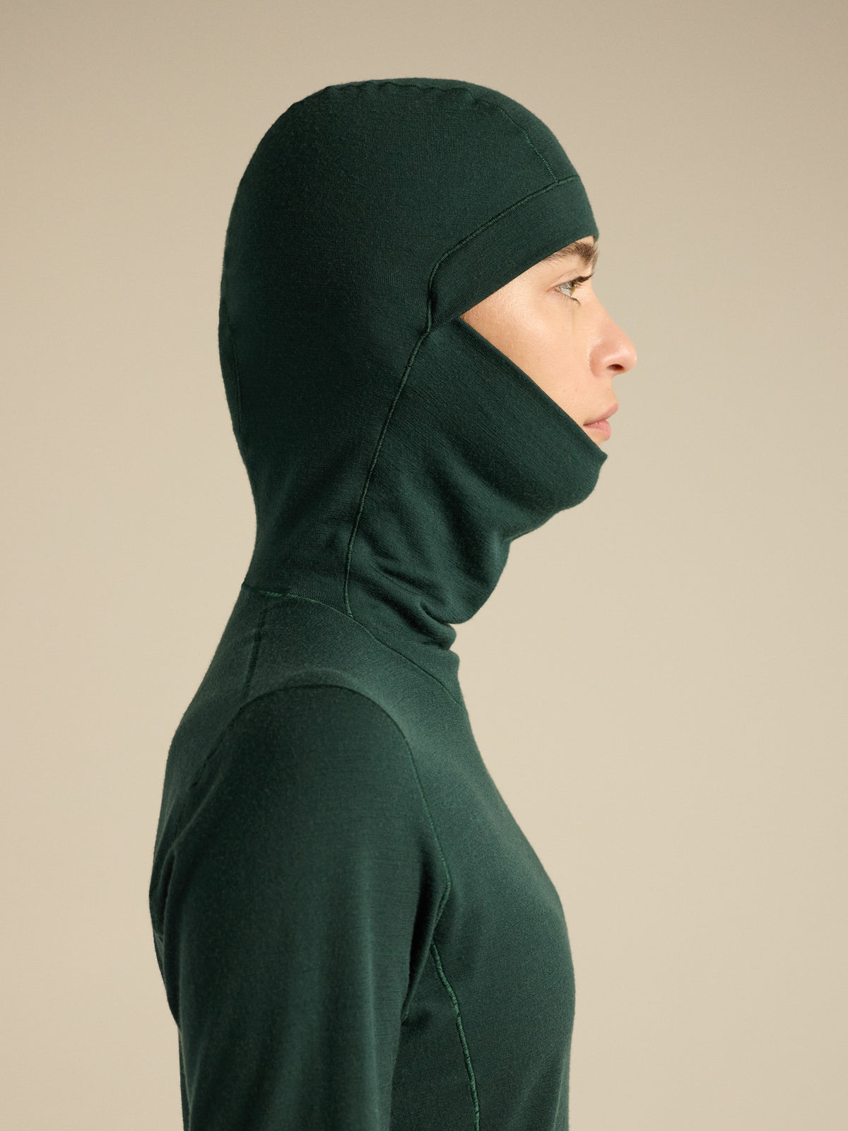 Satoro Merino Wool Hoody Women's Dark Jade Hood