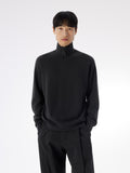 Conic Wool Half Zip Neck Black Front View