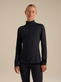 Rho Zip Neck Women's Black Front View