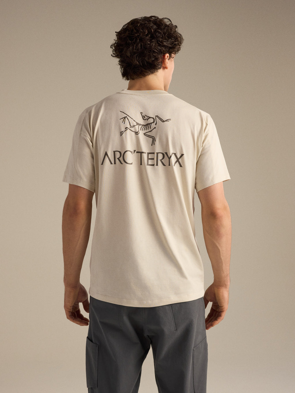 Kragg SL Cotton Bird Word Shirt SS Sea Salt / Mongoose Back View