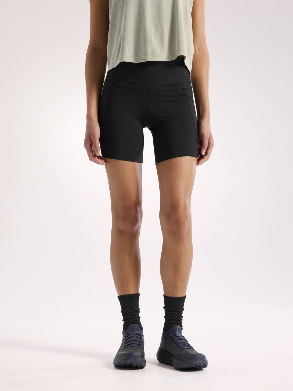 Essent High-Rise Utility Short 6" Women's Black Front View