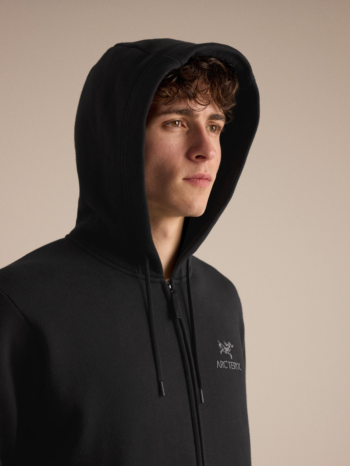 Emblem Fleece Full Zip Hoody Black Hood