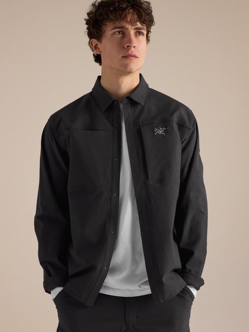 Cronin Cotton Overshirt Black Detail 1