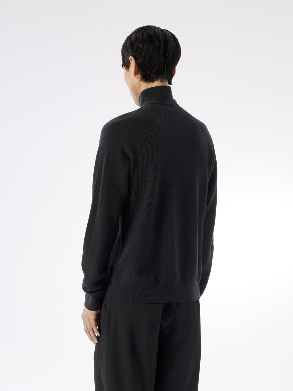 Conic Wool Half Zip Neck Black Back View