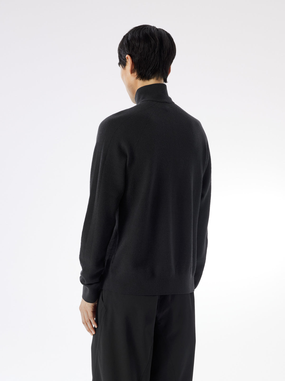 Conic Wool Half Zip Neck Black Back View