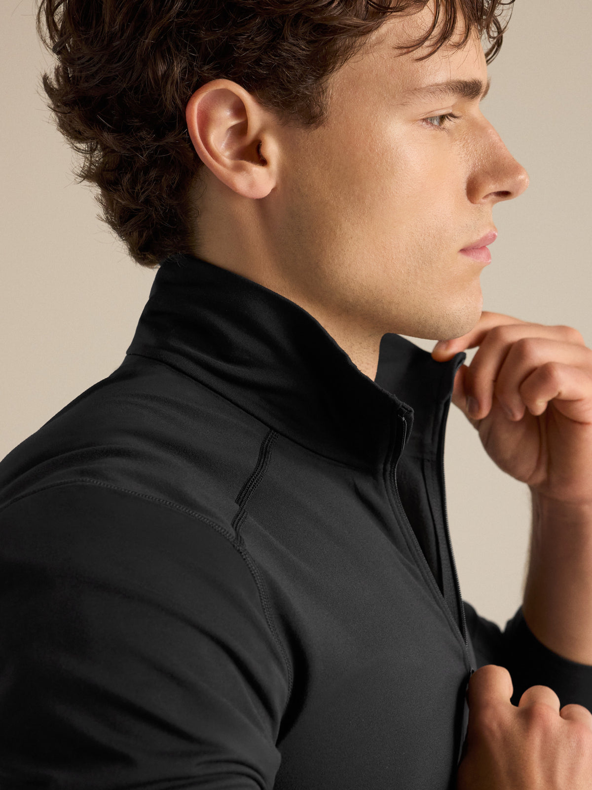 Rho LT Zip Neck Black Fabric Detail