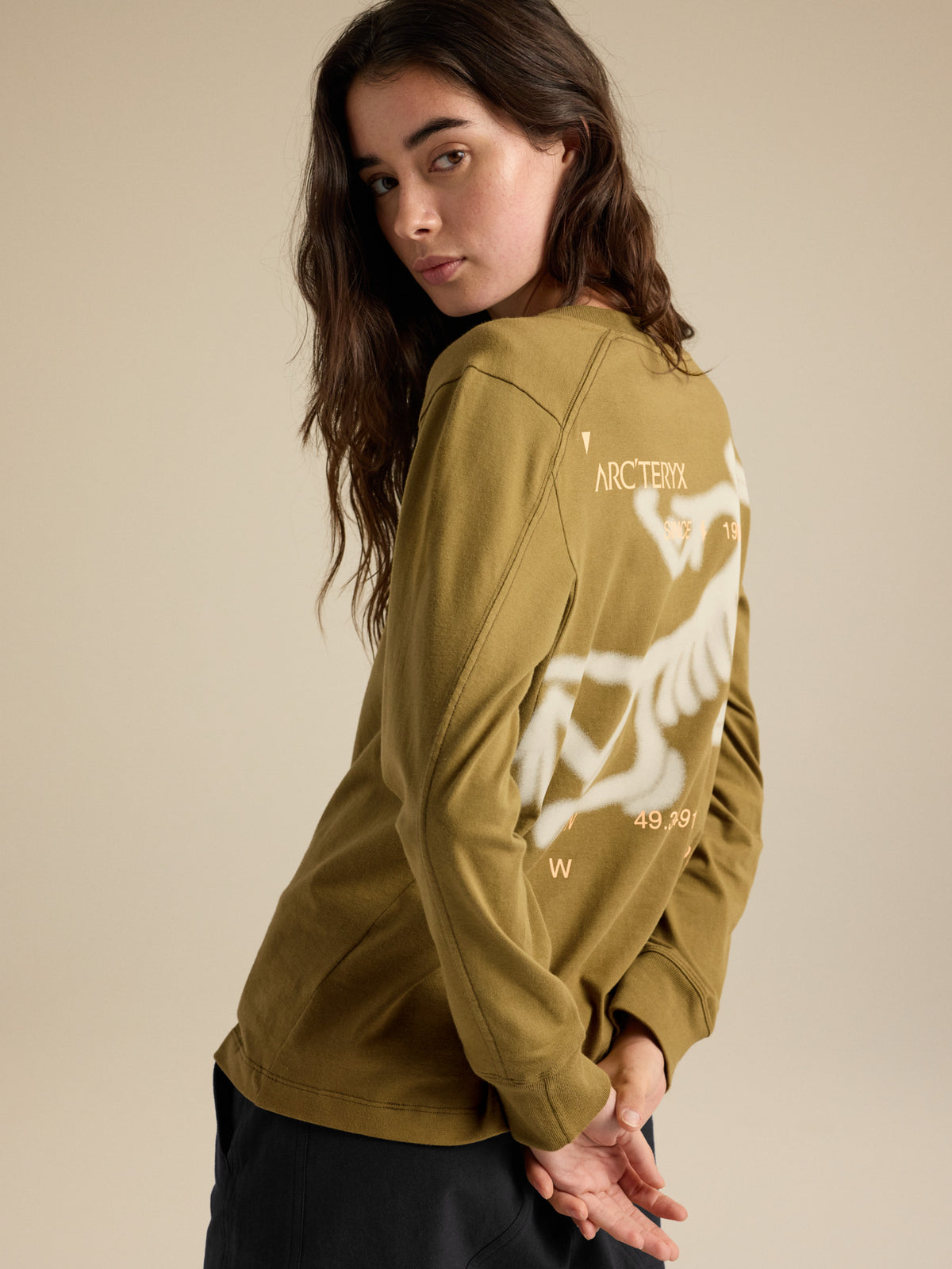 Kragg Cotton Since 1989 Crew Neck Shirt LS Women's Bracken / Sea Salt Detail 1