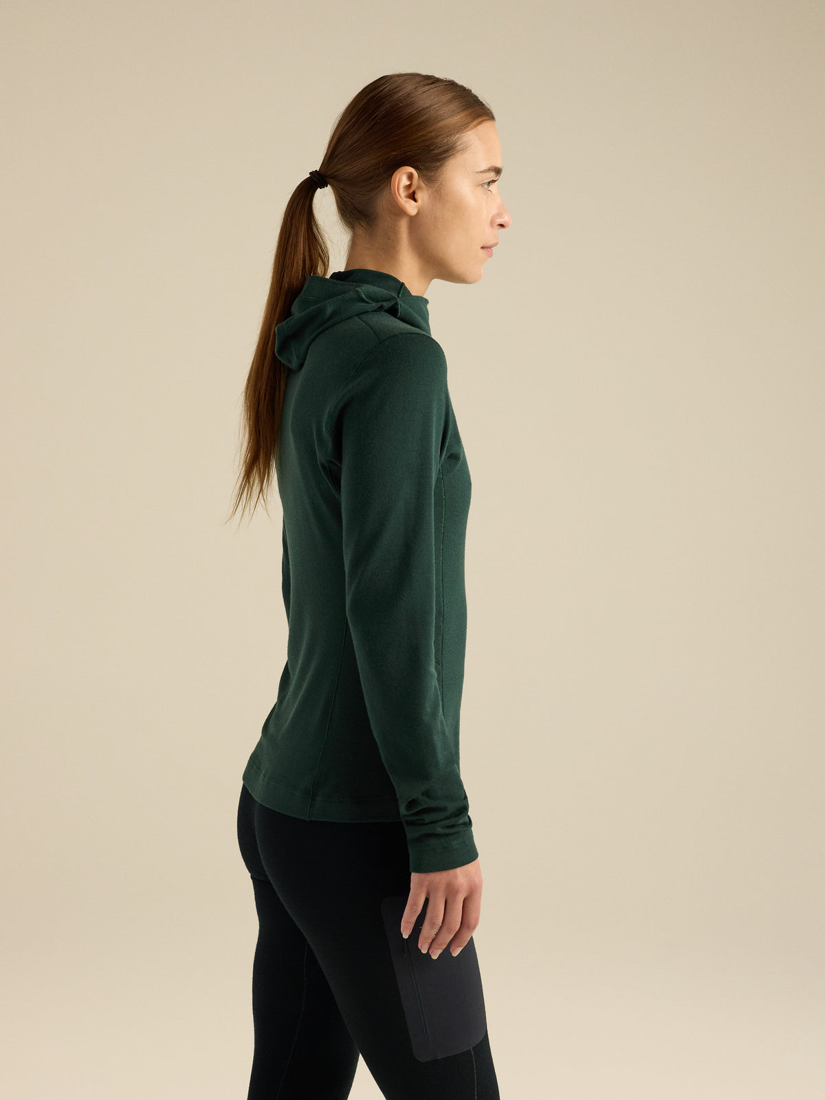 Satoro Merino Wool Hoody Women's Dark Jade Side View
