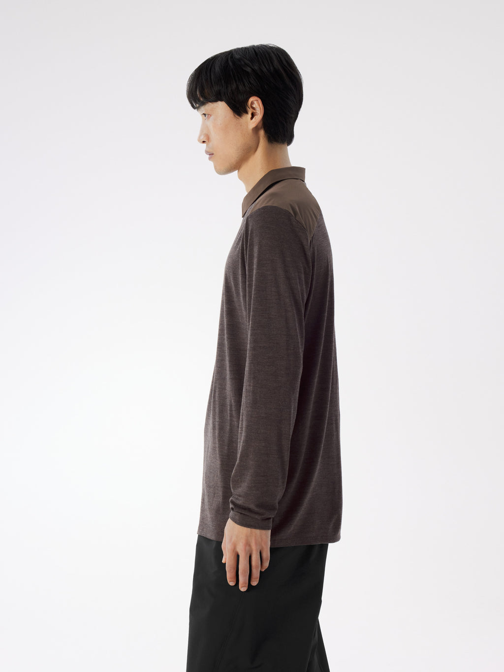 Frame Polo Shirt LS Sable Heather Profile
