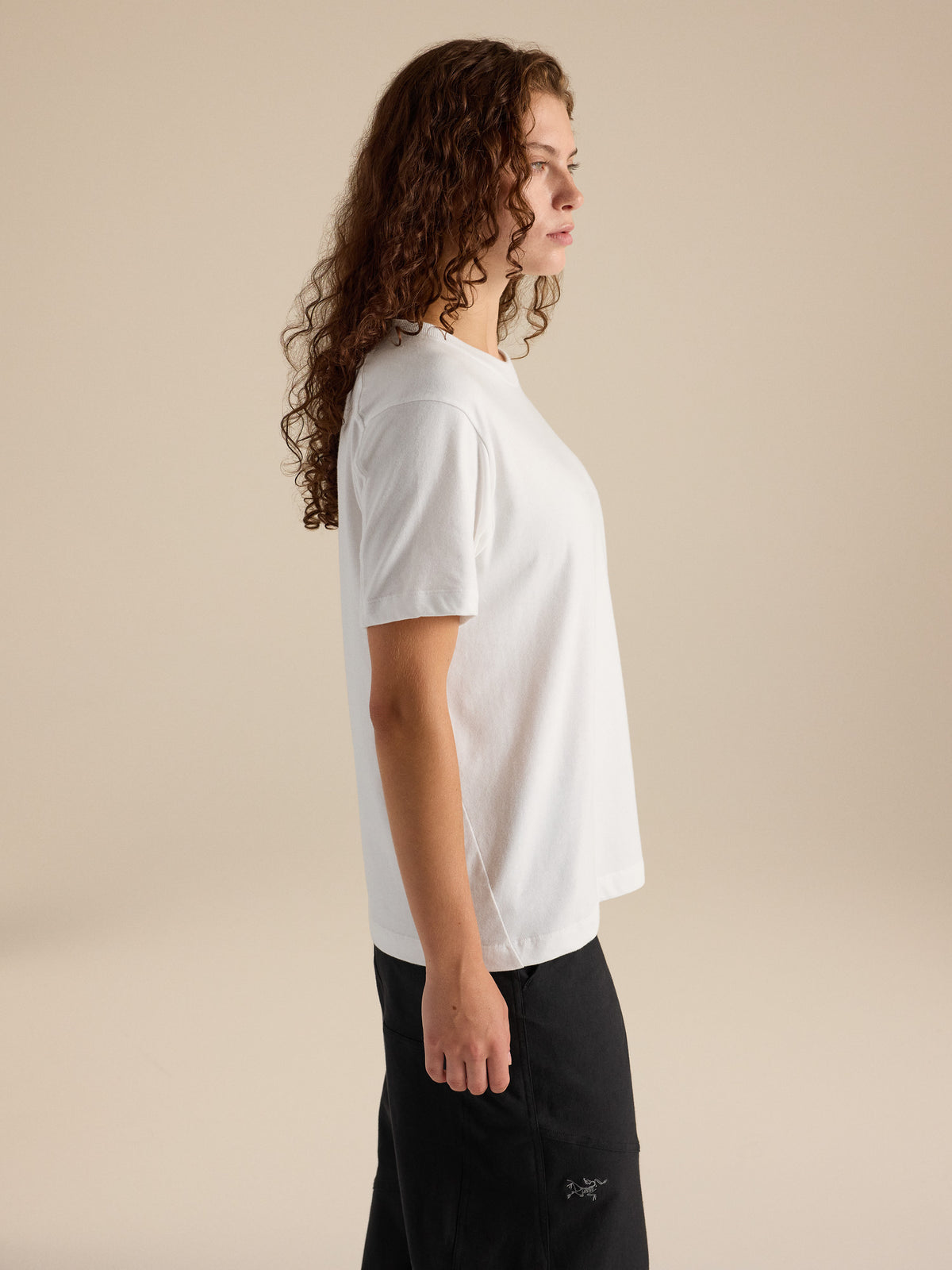 Kragg Cotton Little Bird Crew Neck Shirt SS Women's White Light / White Side View