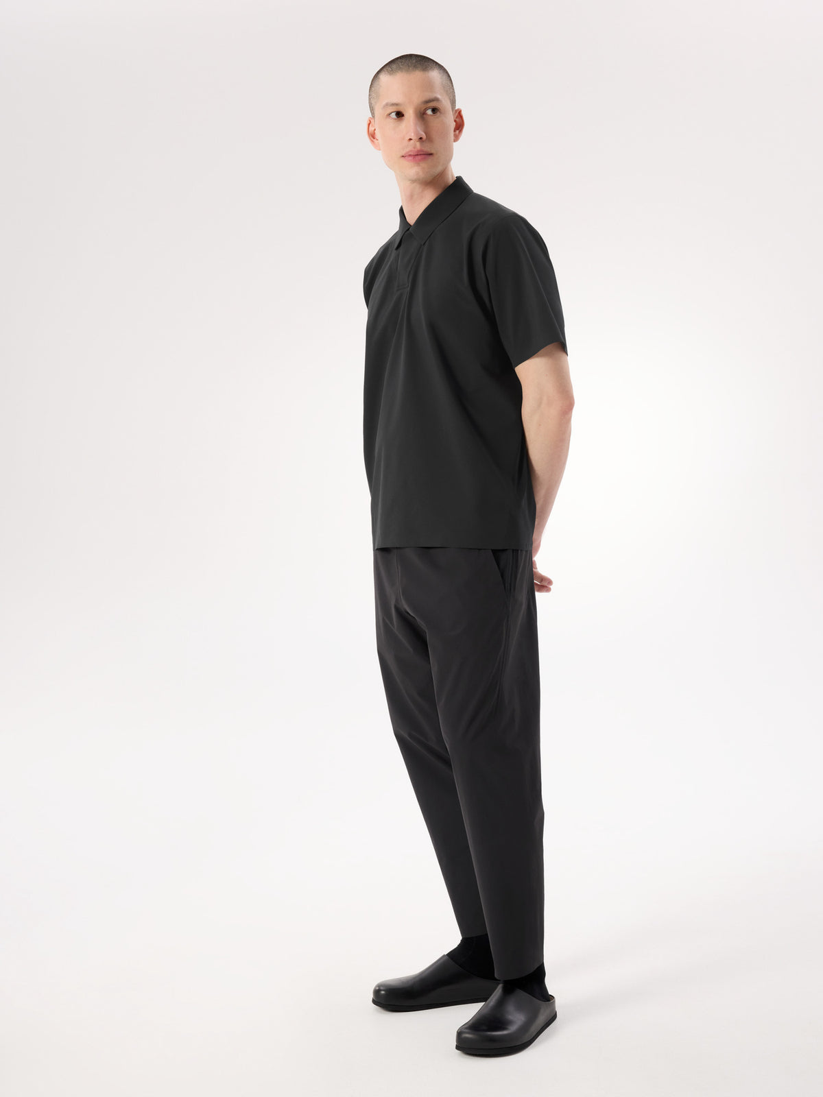 Dromos Tech Polo Shirt SS Black Full Body