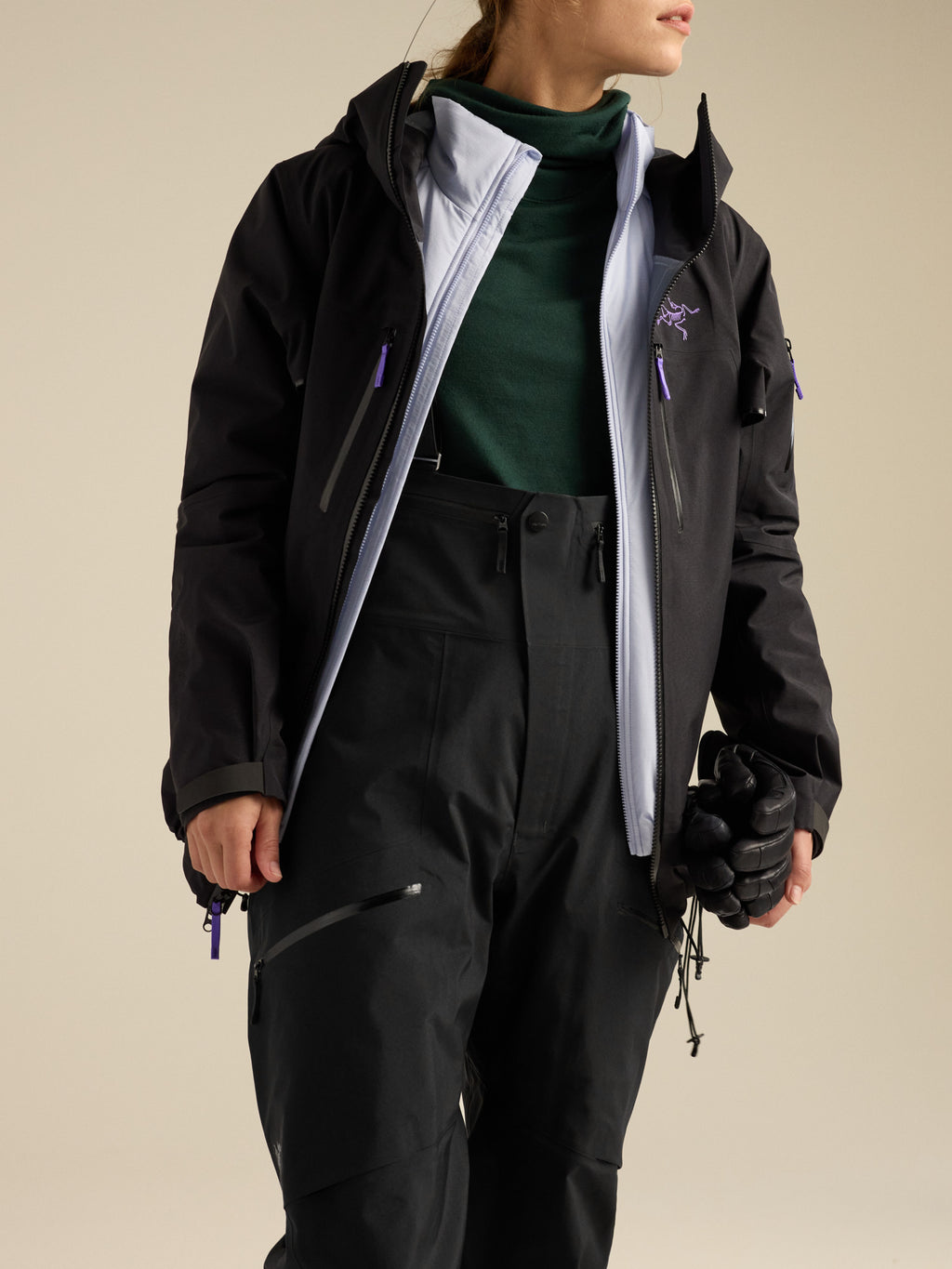 Rush Bib Pant Women's Black Fabric Detail
