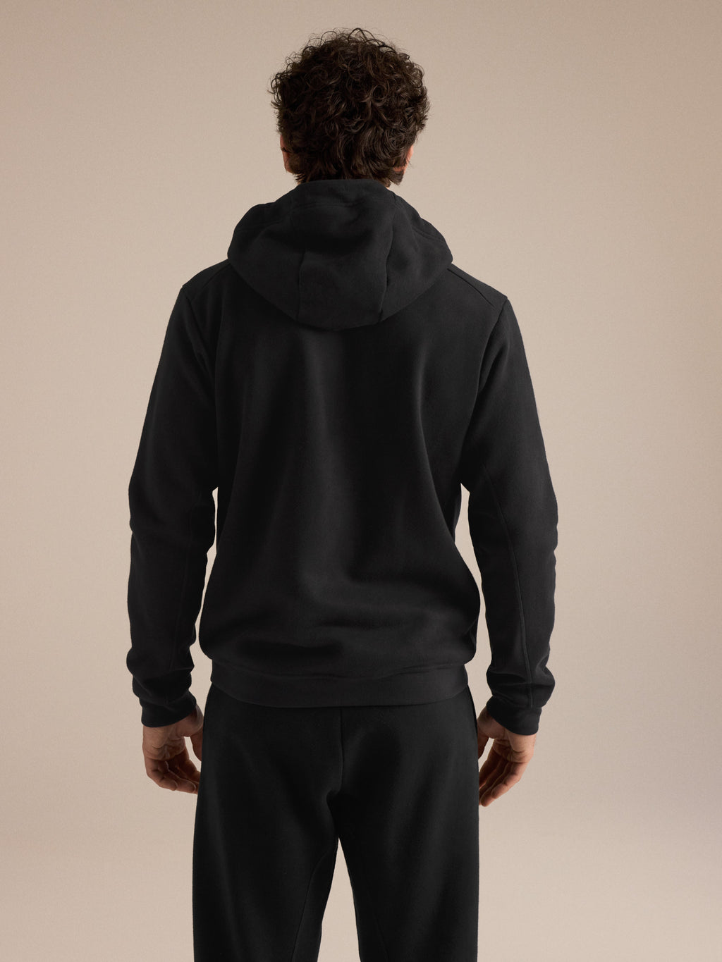 Emblem Fleece Full Zip Hoody Black Back View