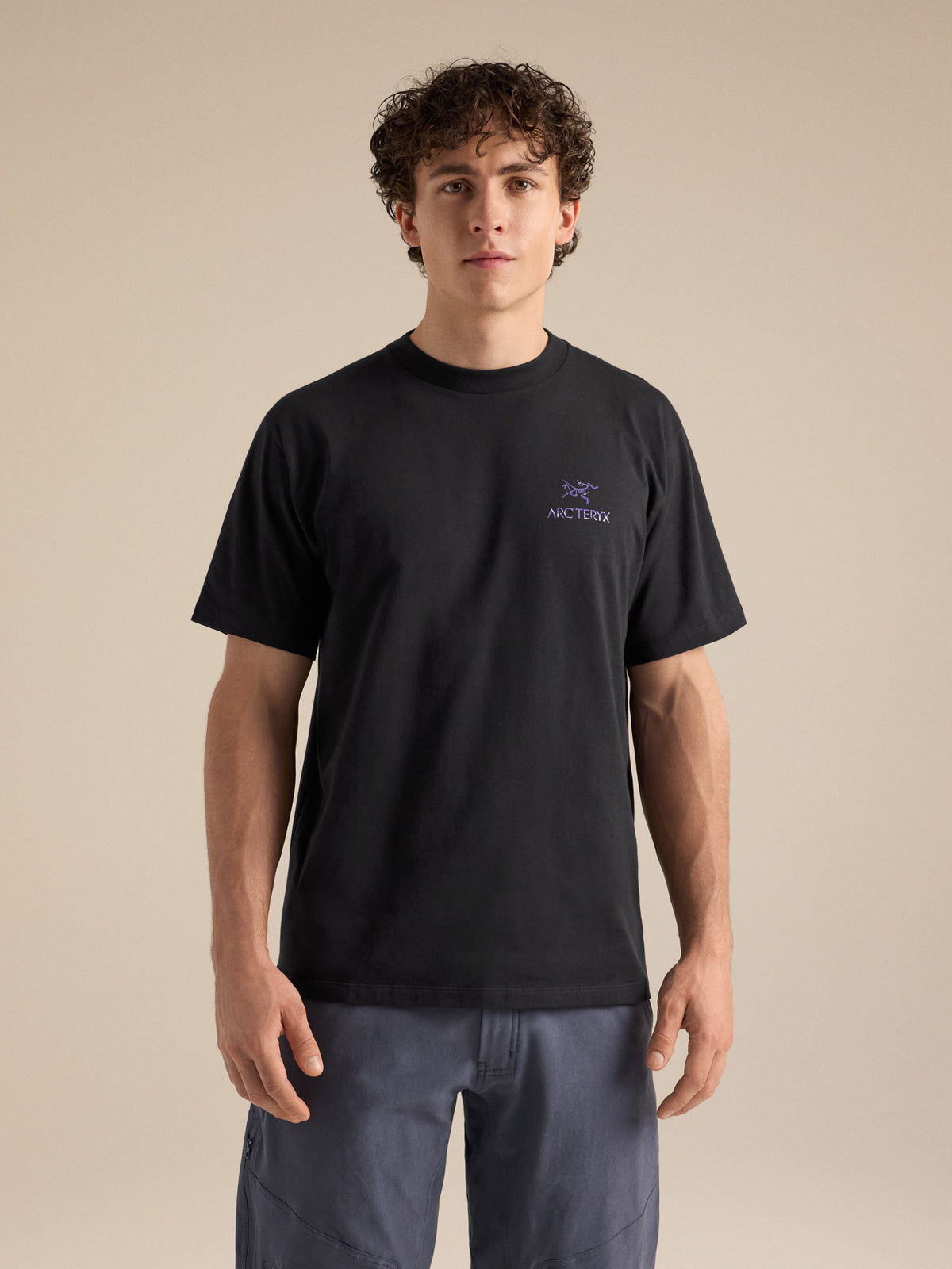 Kragg SL Cotton Jug Shirt SS Black / Violectric Front View