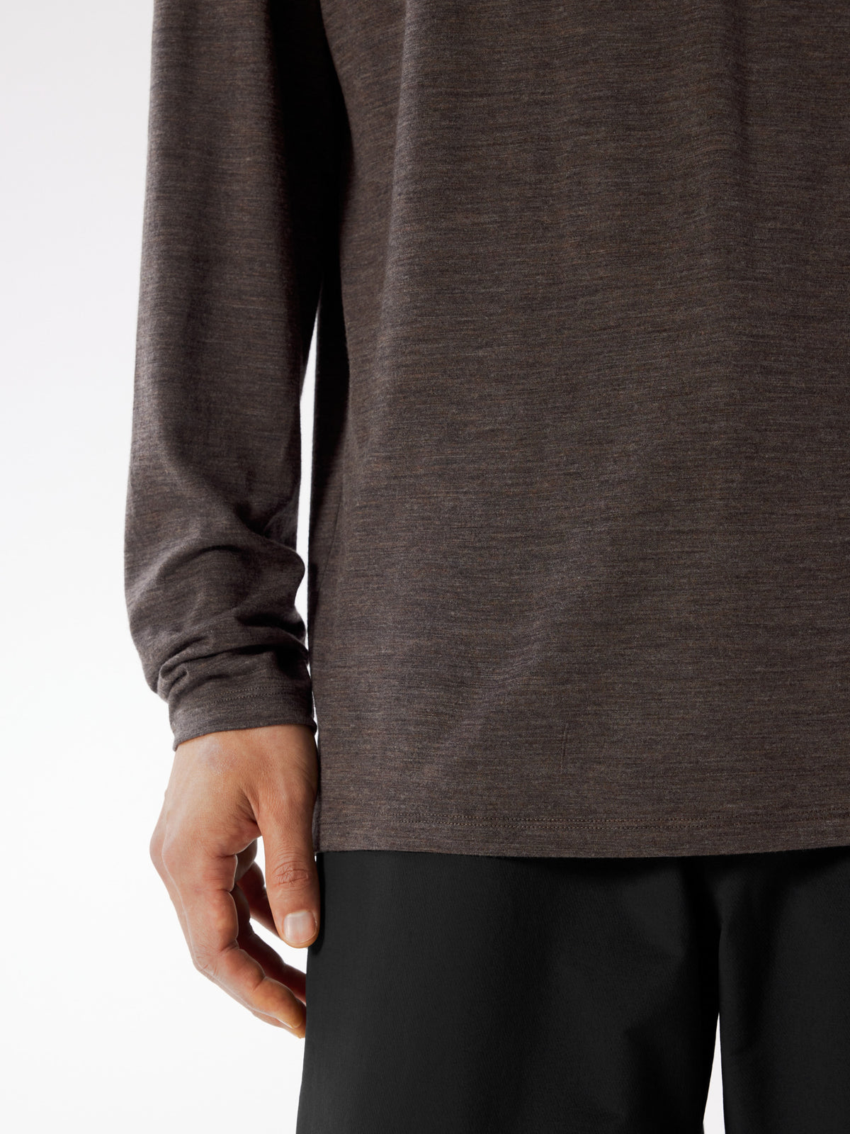 Frame Polo Shirt LS Sable Heather Detail 2