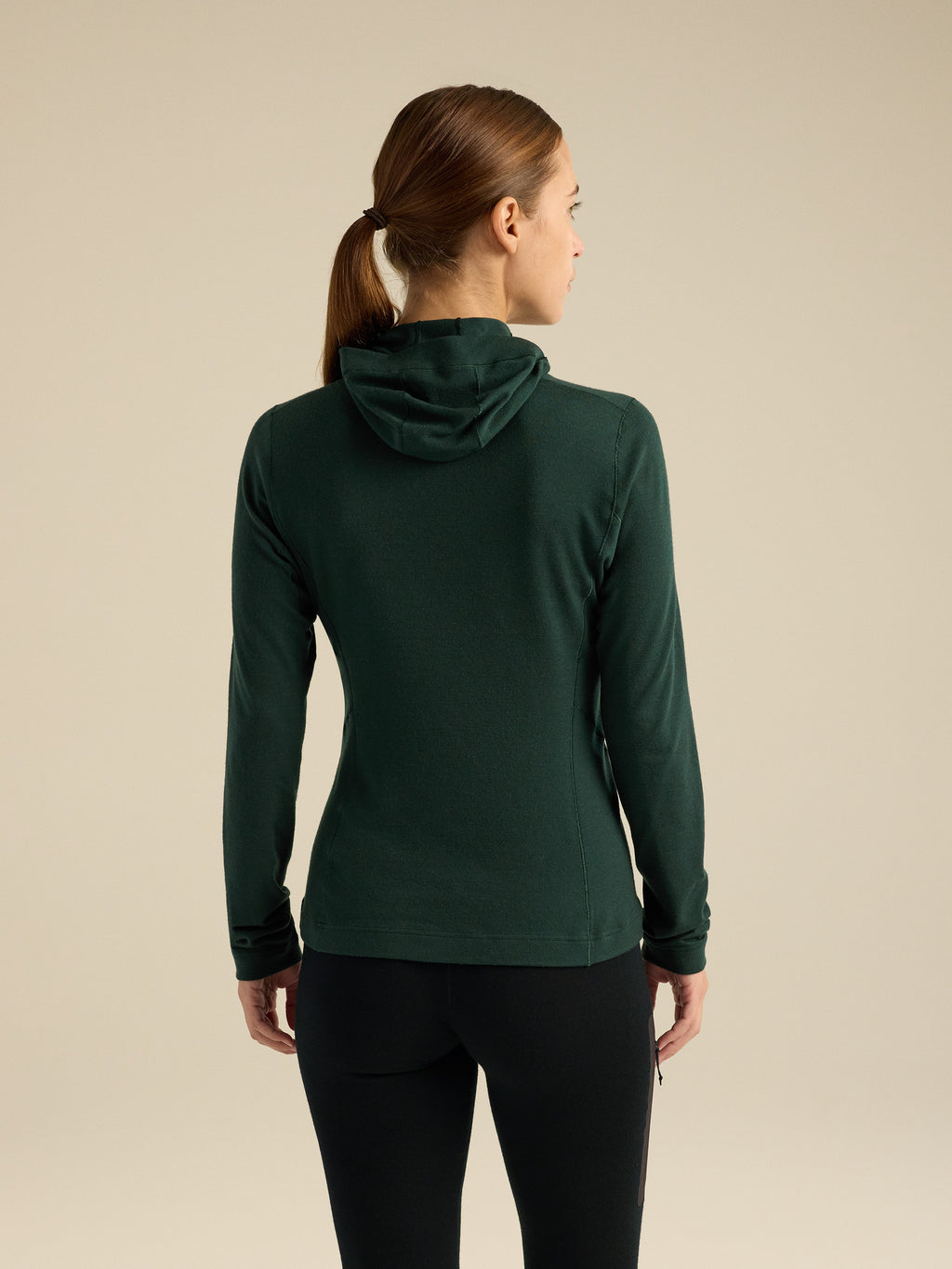 Satoro Merino Wool Hoody Women's Dark Jade Back View