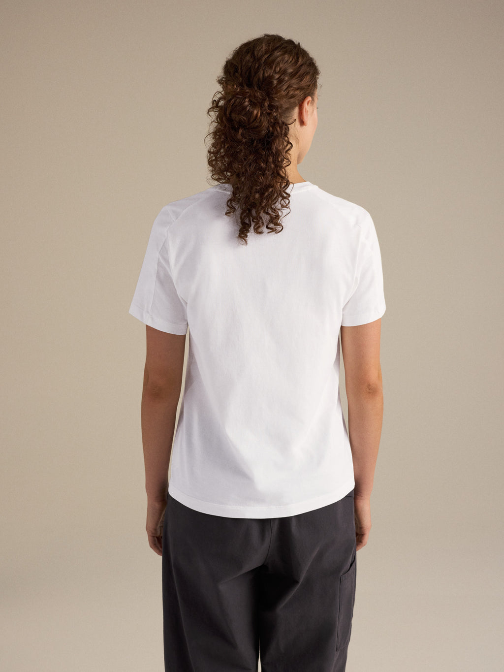 Kragg SL Cotton Emblem Crew Shirt SS Women's White Light Back View