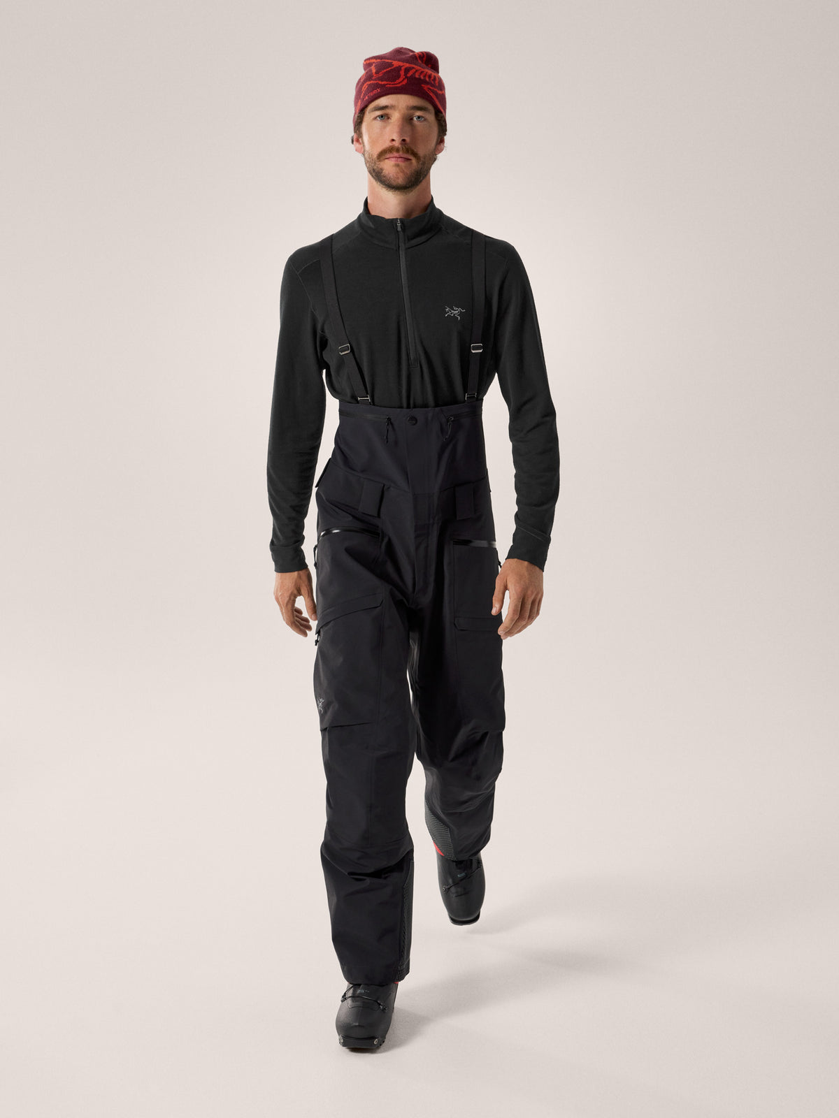 Ski Guide Bib Pant Black Front View