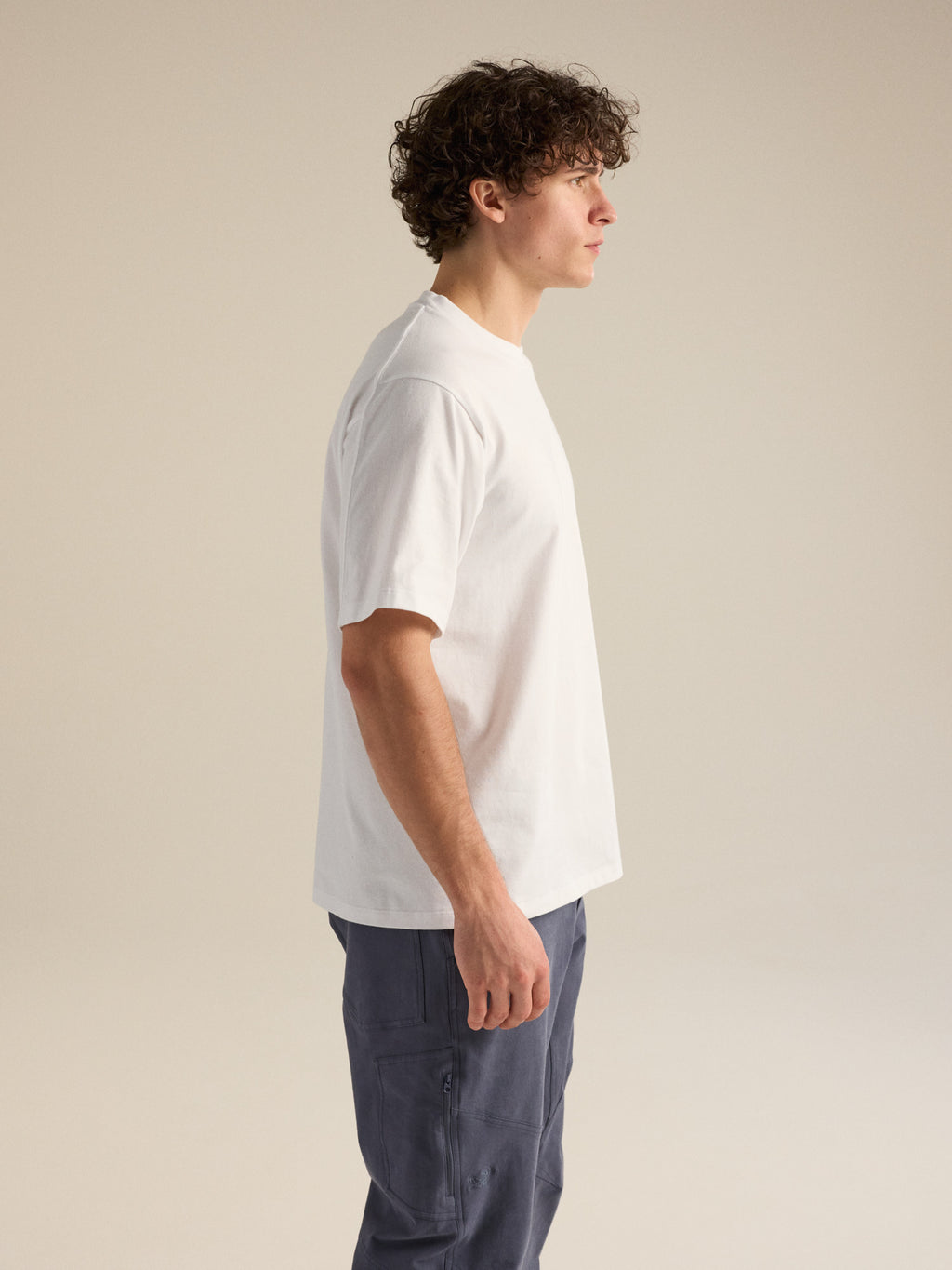 Kragg Cotton Emblem Crew Neck Shirt SS White Light Side View