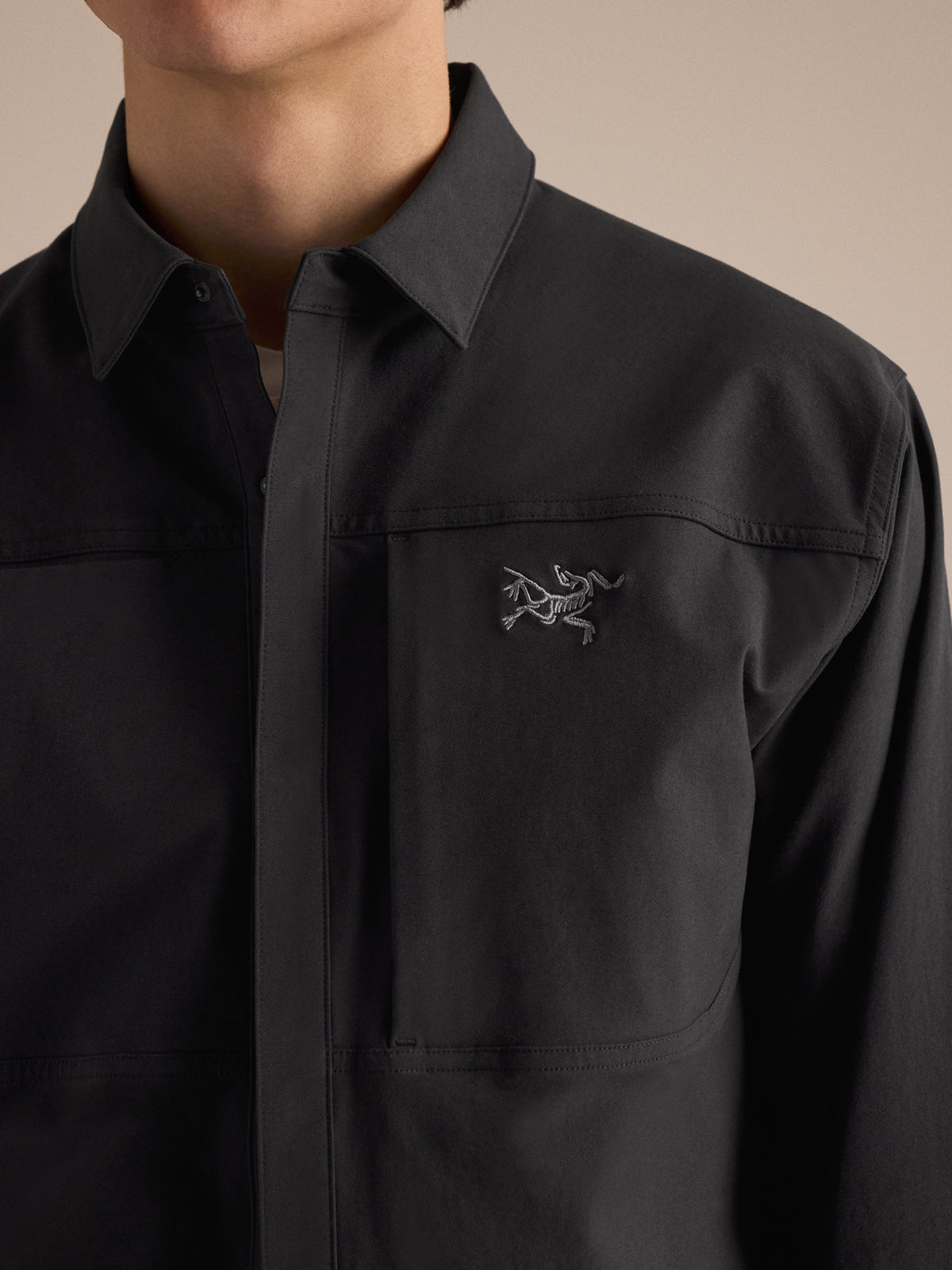 Cronin Cotton Overshirt Black Fabric Detail