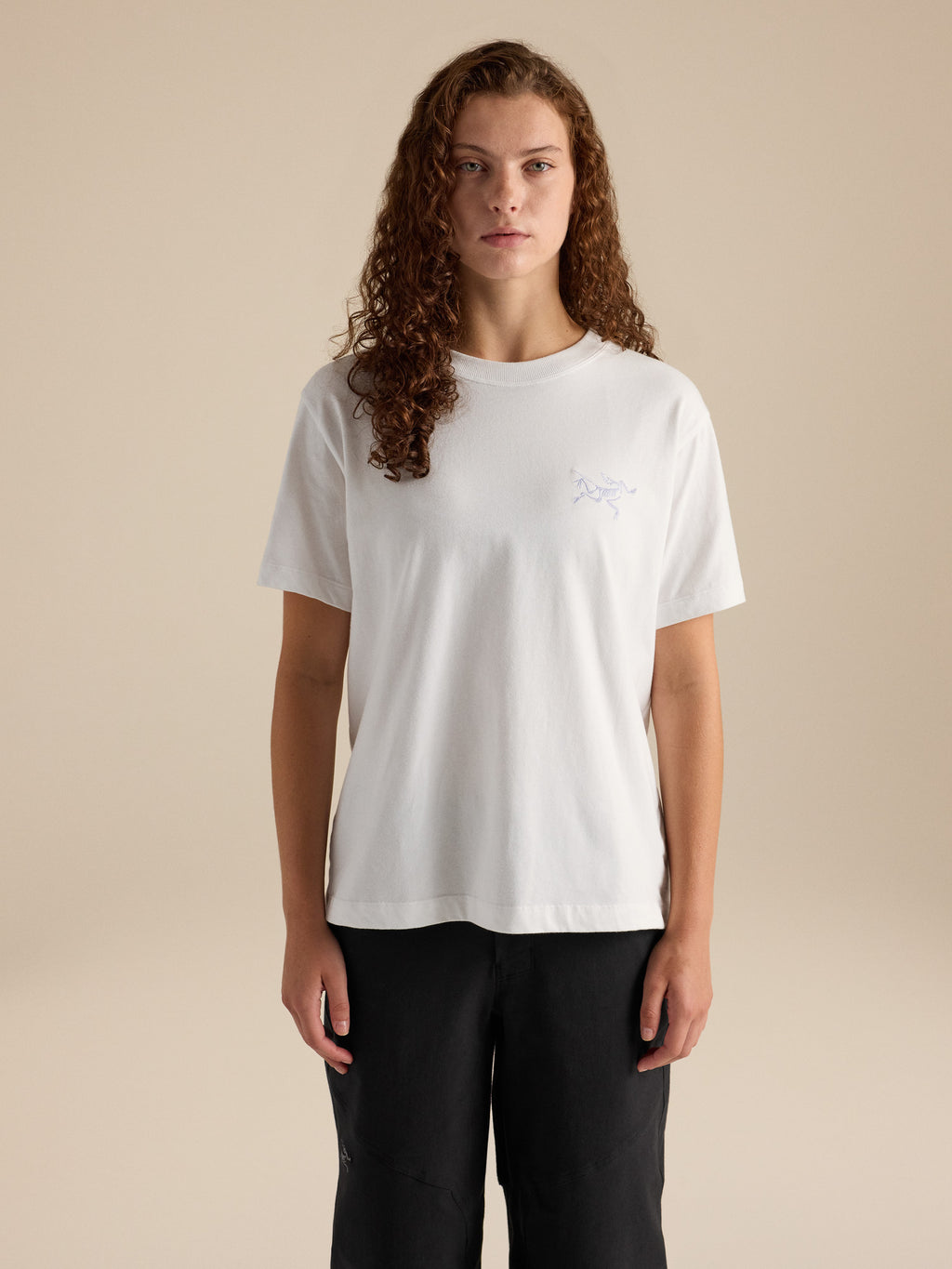 Kragg Cotton Little Bird Crew Neck Shirt SS Women's White Light / White Front View