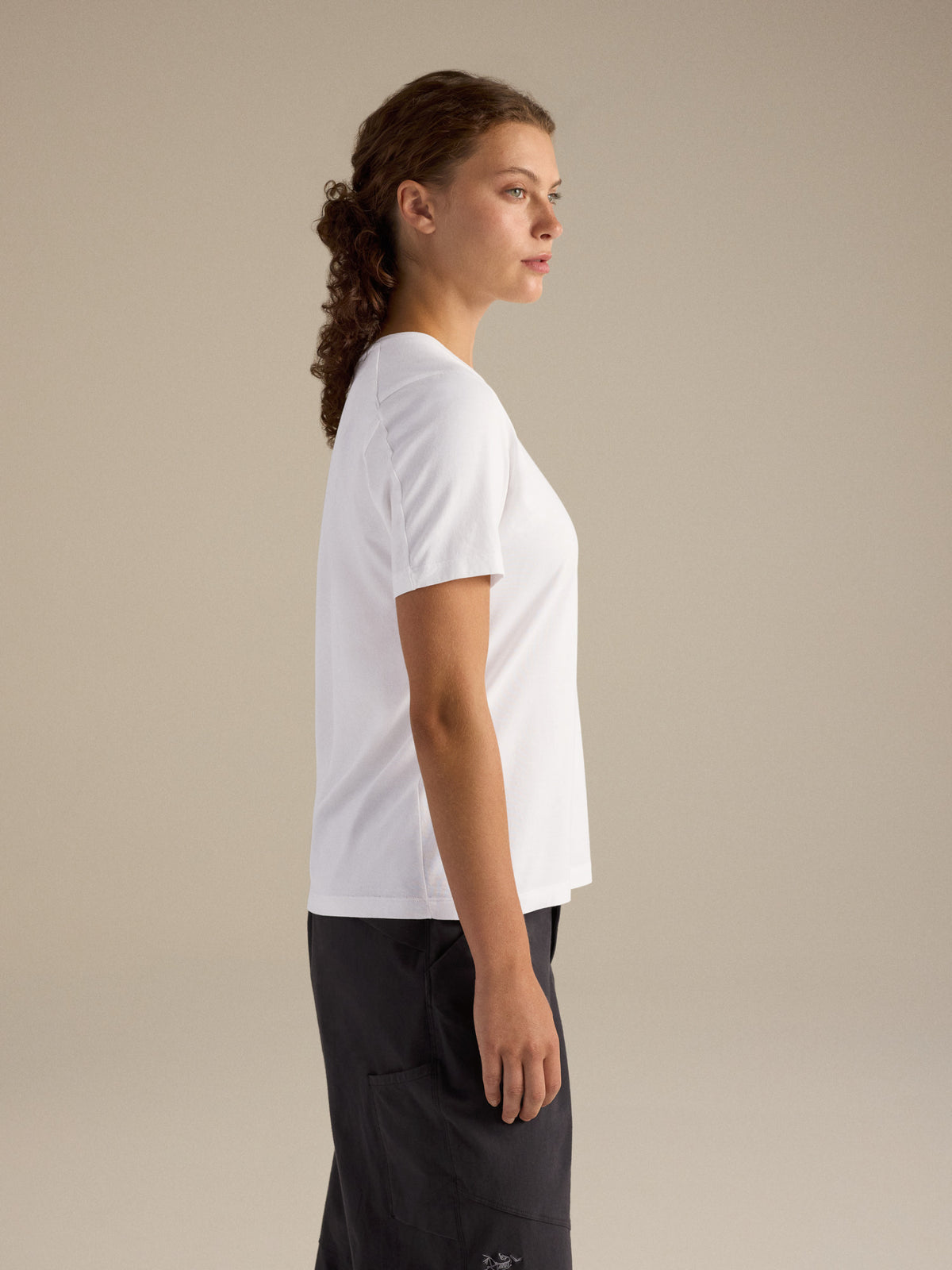 Kragg SL Cotton Emblem Crew Shirt SS Women's White Light Side View