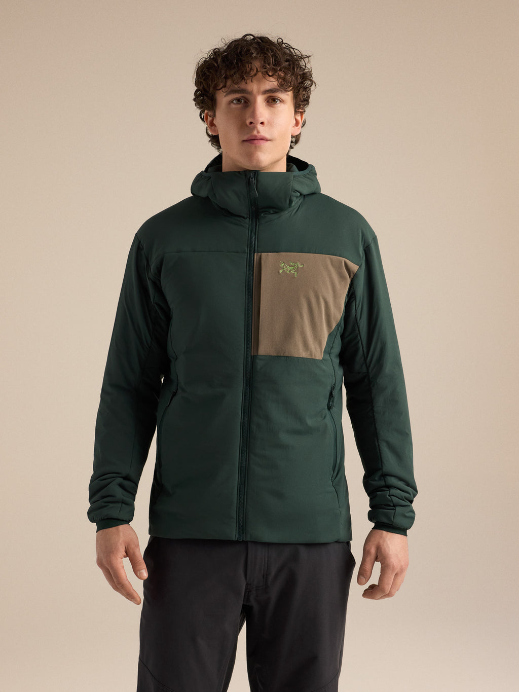 Proton Hoody Dark Jade / Mongoose Front View