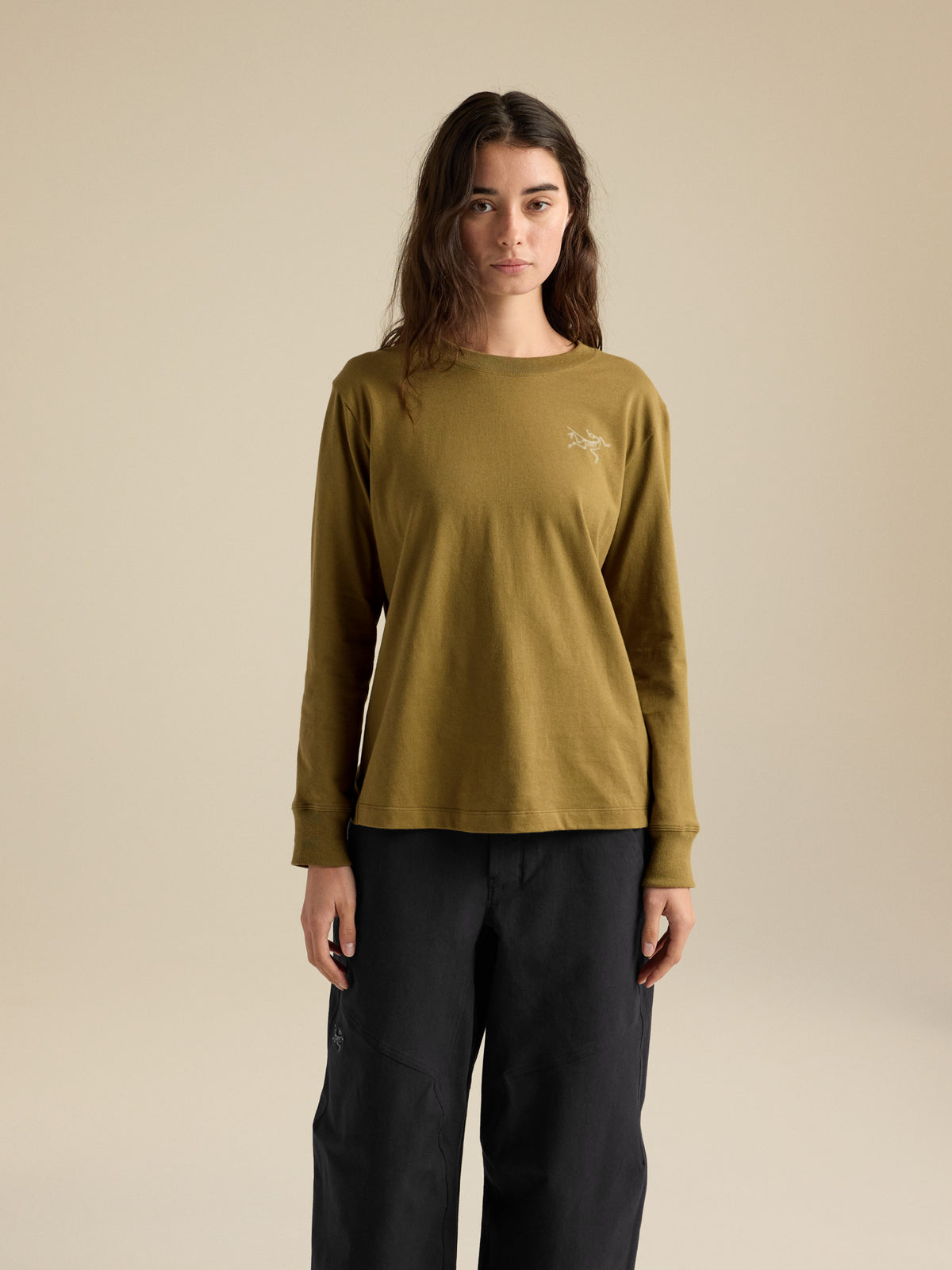 Kragg Cotton Since 1989 Crew Neck Shirt LS Women's Bracken / Sea Salt Front View