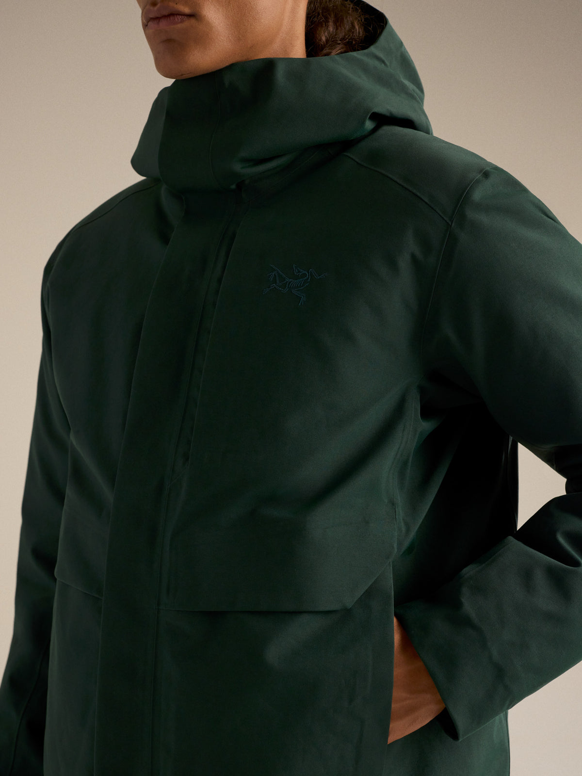 Therme Down Parka Dark Jade Fabric Detail