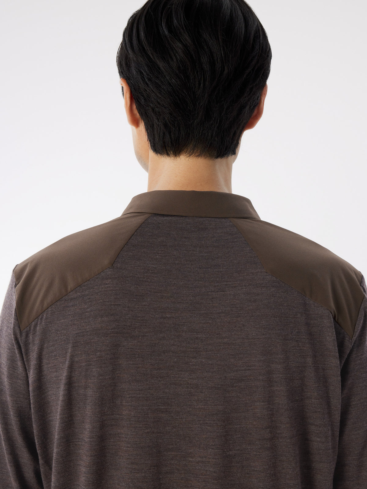 Frame Polo Shirt LS Sable Heather Detail 1