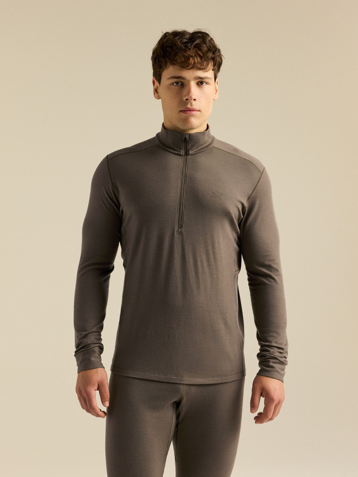 Satoro Merino Wool Zip Neck Mongoose Front View
