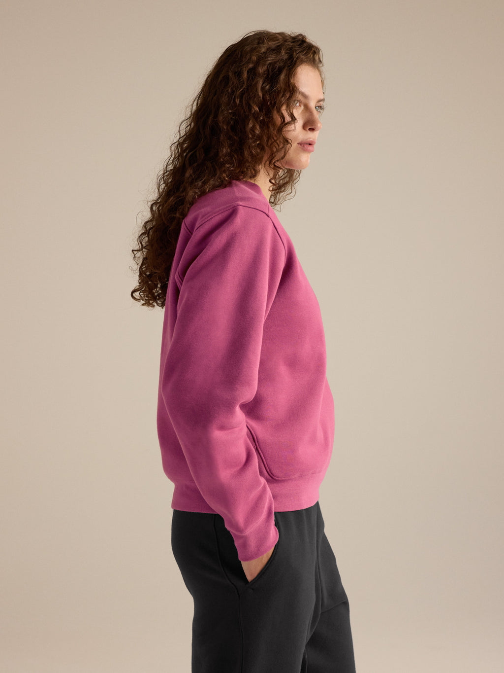 Emblem Fleece Crew Women's Lt Renegade Side View
