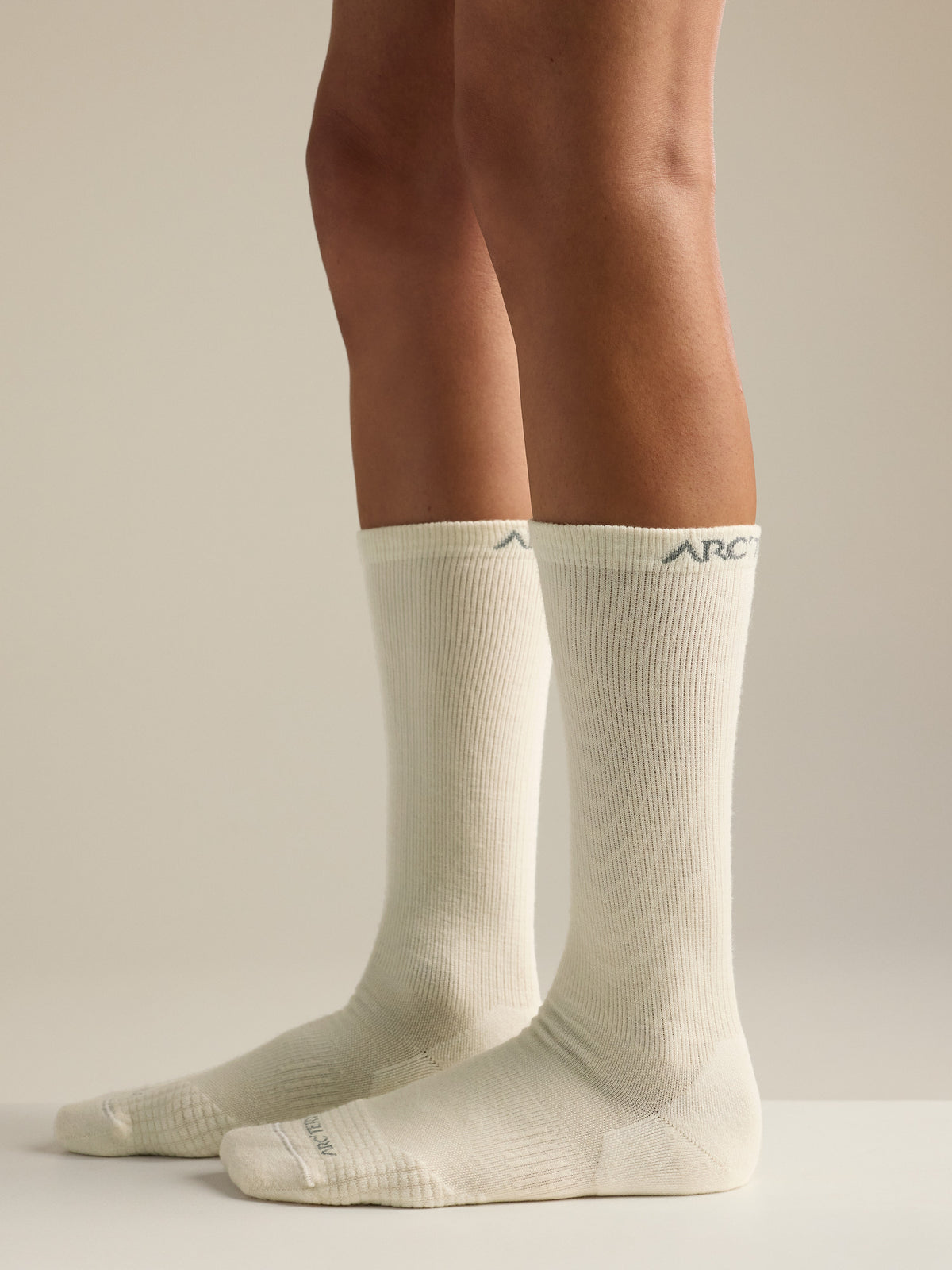 Merino Wool Mid Sock White Side View