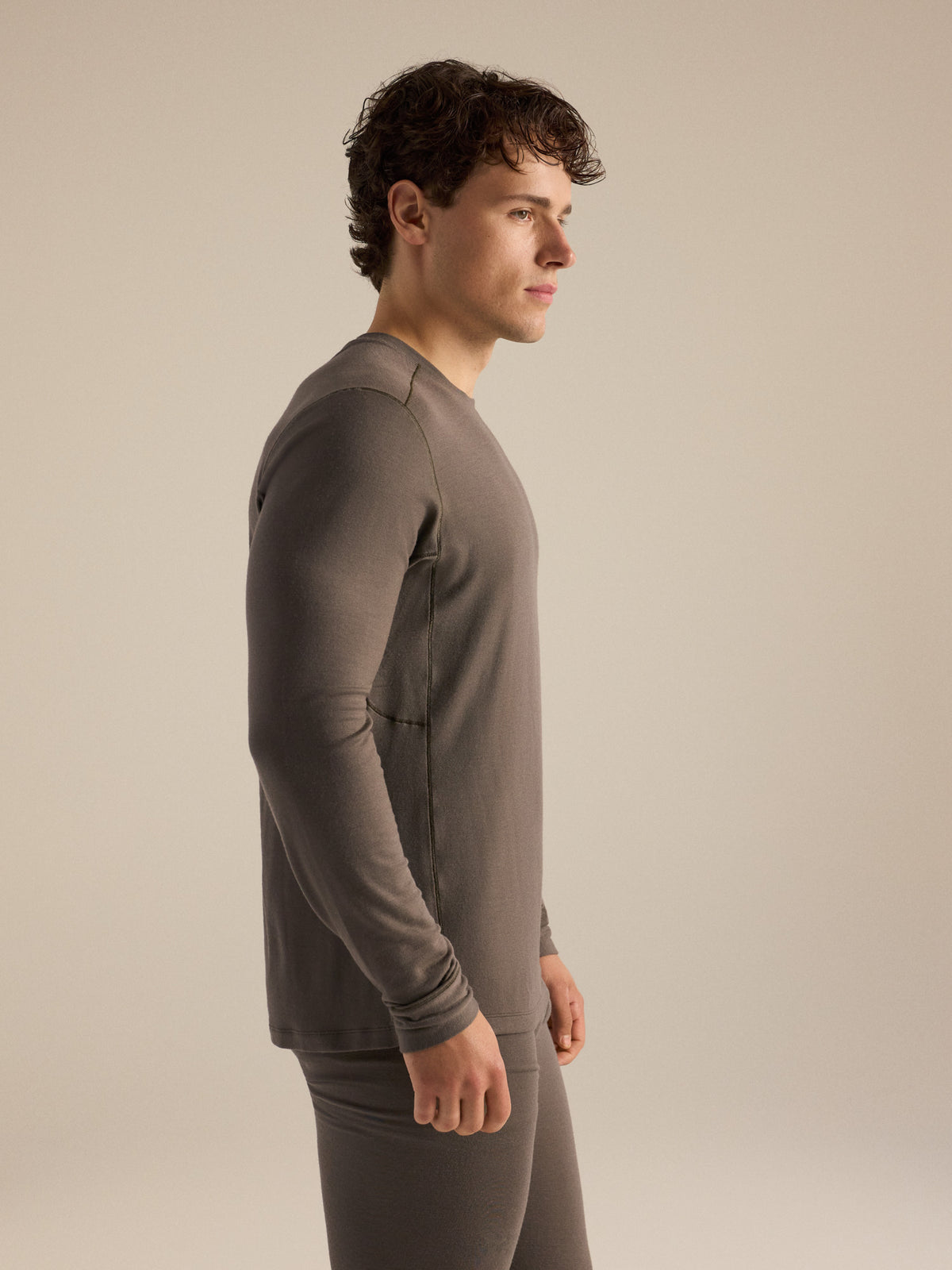 Satoro Merino Wool Crew Neck LS Mongoose Side View