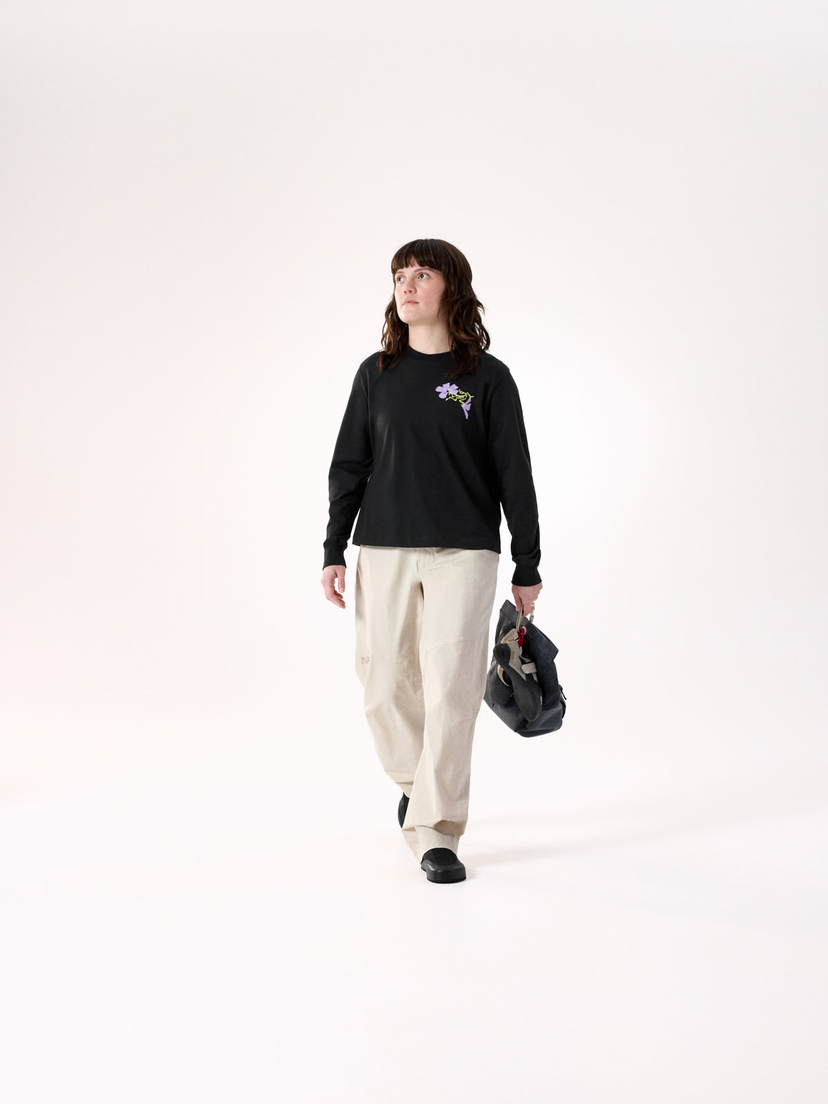 Kragg SL Cotton Bloom Crew Shirt LS Women's Black Full Body