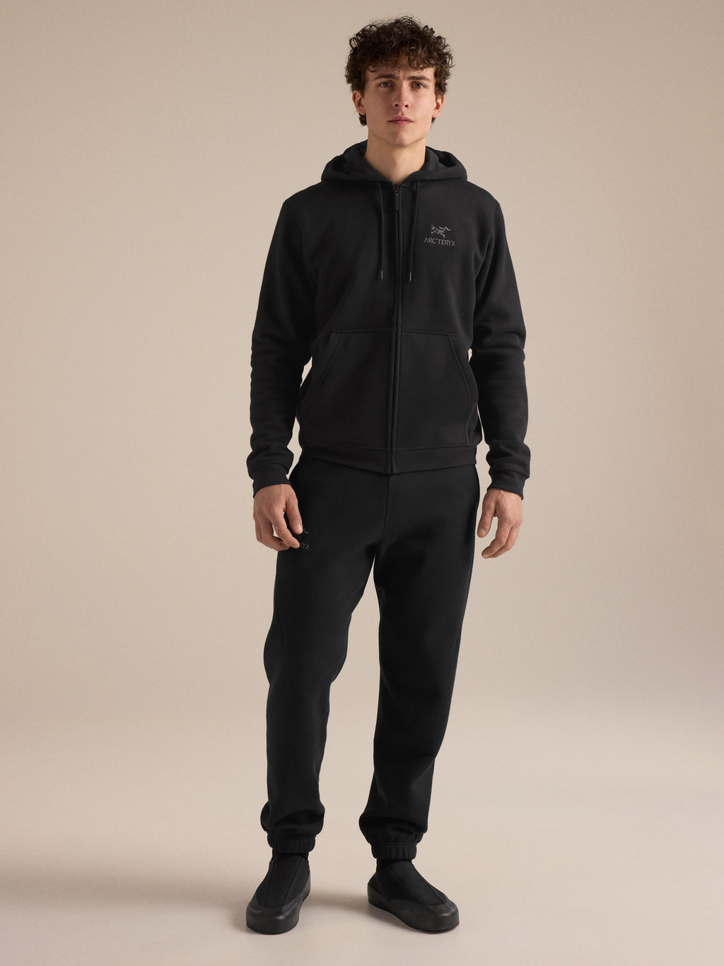 Emblem Fleece Full Zip Hoody Black Full Body