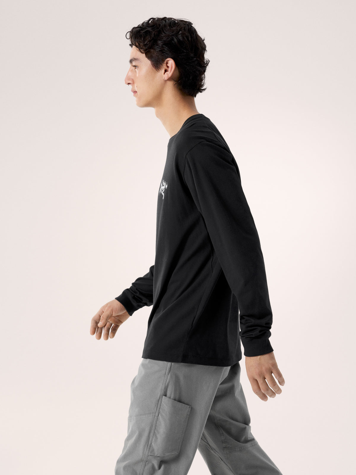 Kragg SL Cotton Bird Tile Shirt LS Black / Arctic Silk Side View