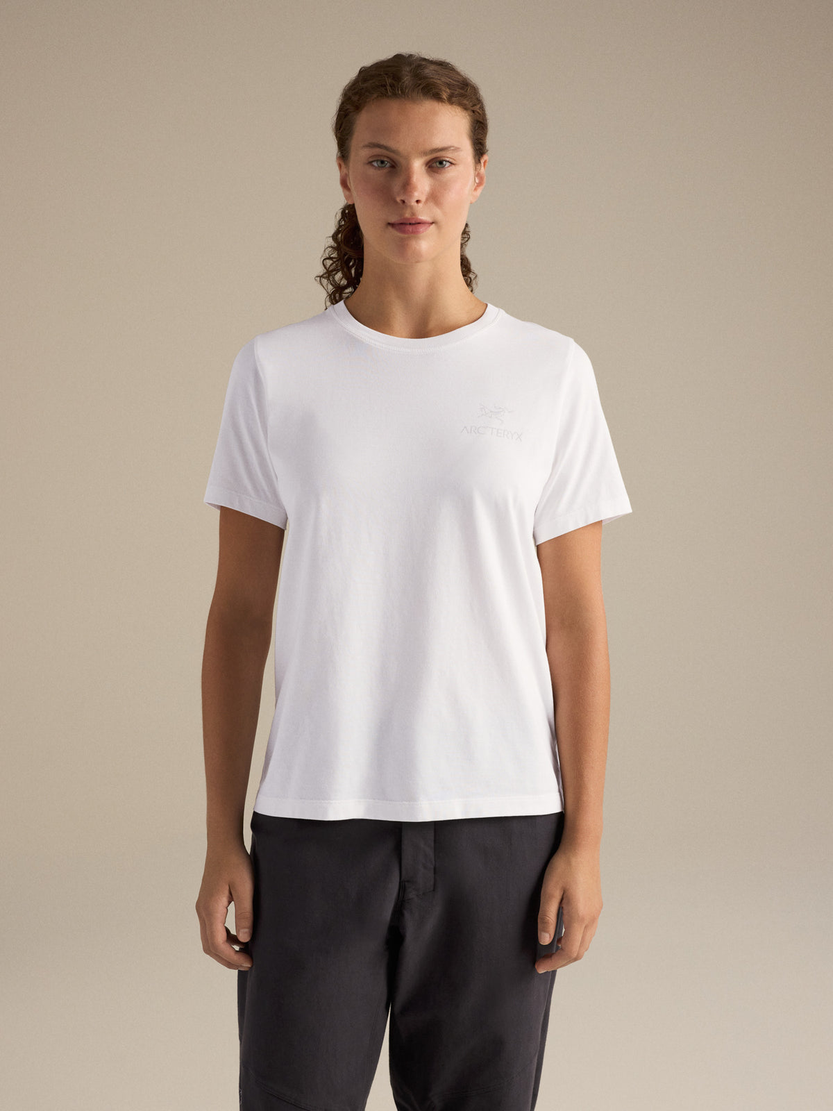 Kragg SL Cotton Emblem Crew Shirt SS Women's White Light Front View
