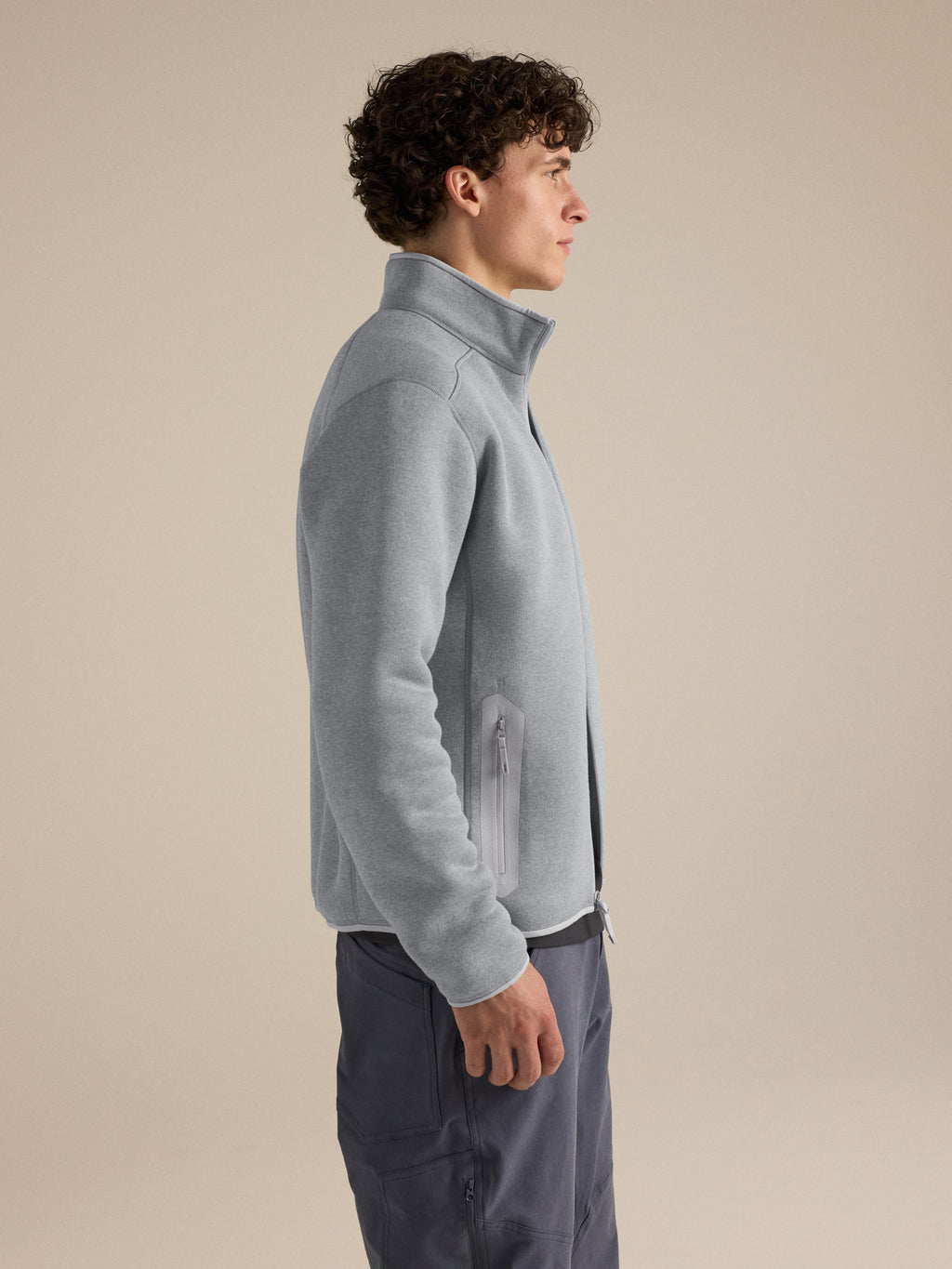 Covert Cardigan Solitude Heather Side View