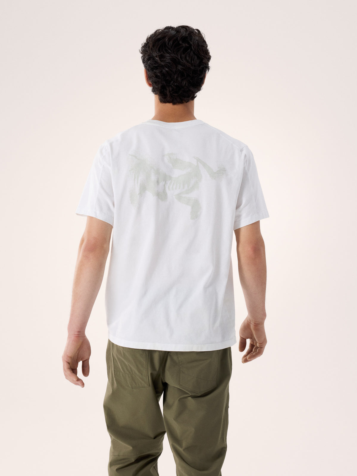 Kragg SL Cotton Blurred Bird Shirt SS White Light / Atmos Back View