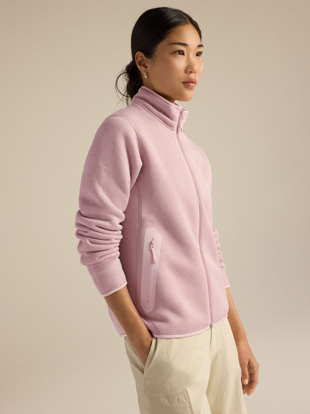 Covert Cardigan Women's Alpine Rose Heather Detail 1