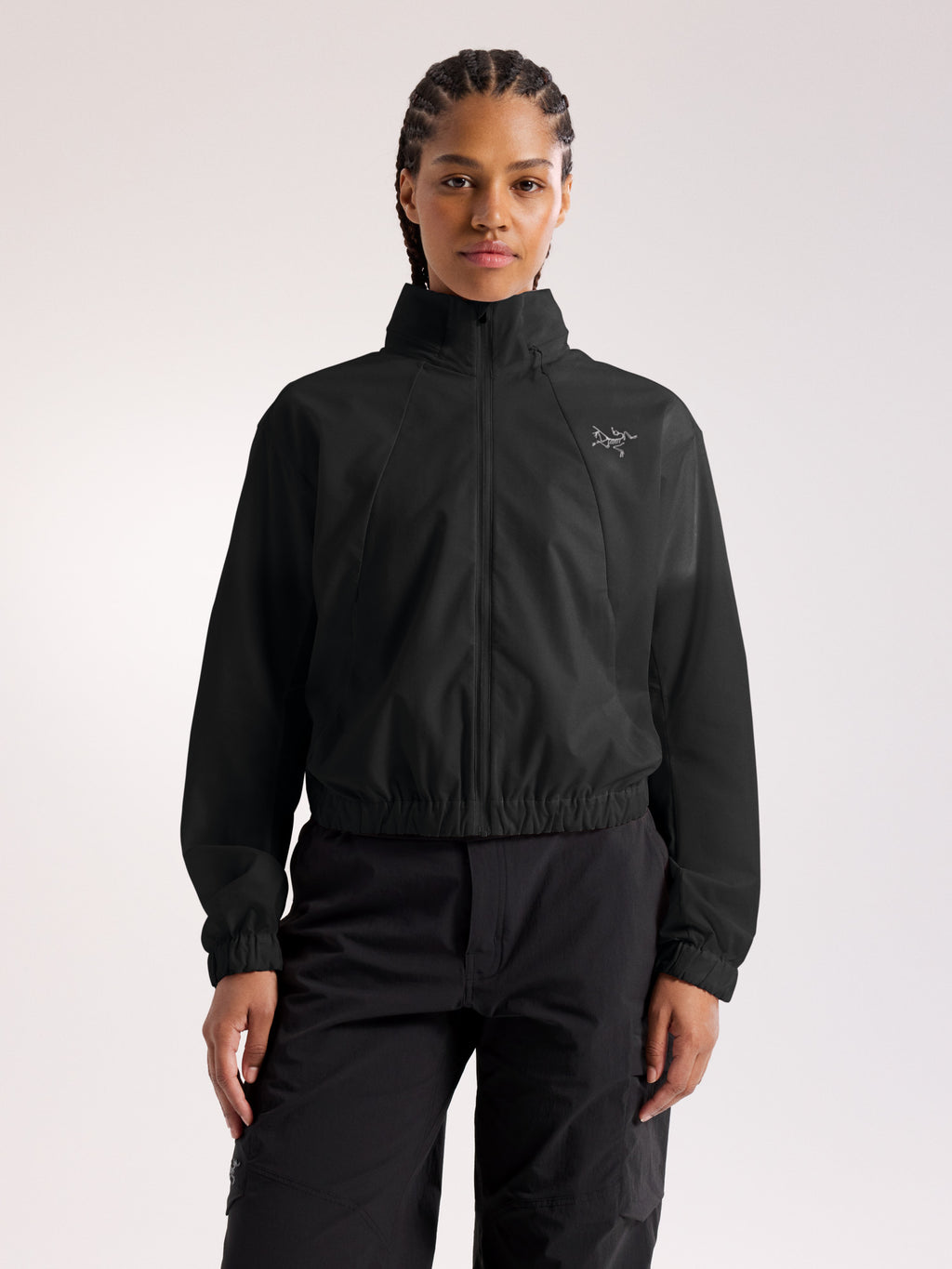Naya Cropped Stowhood Jacket Women's Black Front View