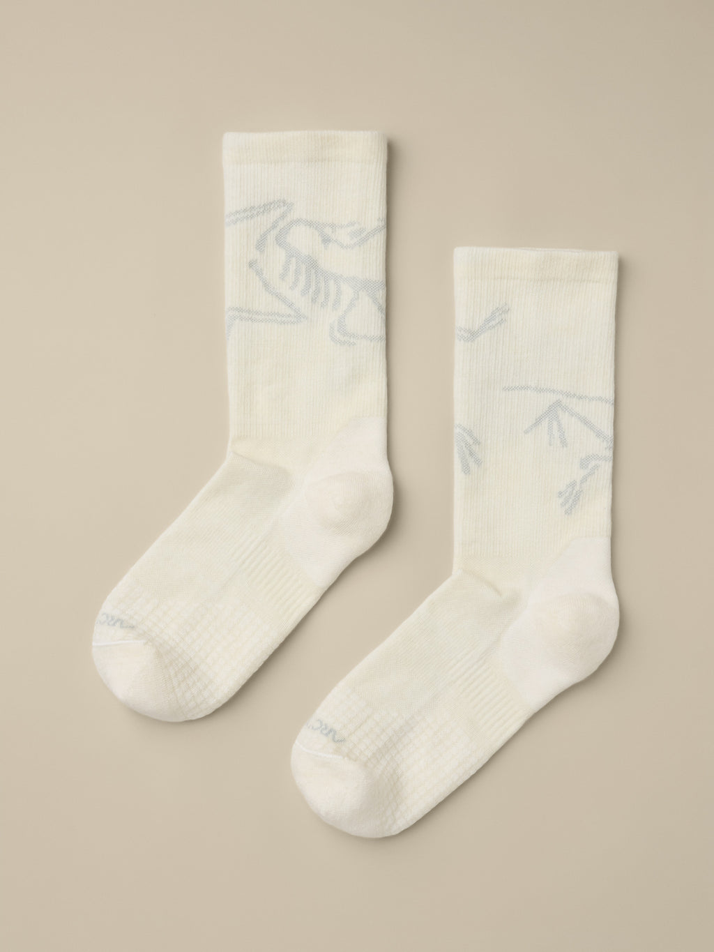 Merino Wool Mid Bird Sock White/Pearl Gray Hover