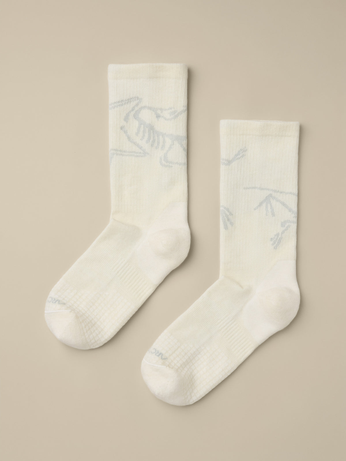 Merino Wool Mid Bird Sock White/Pearl Gray Hover