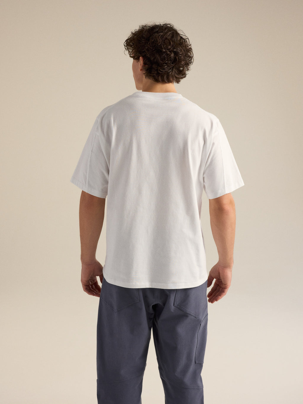 Kragg Cotton Emblem Crew Neck Shirt SS White Light Back View