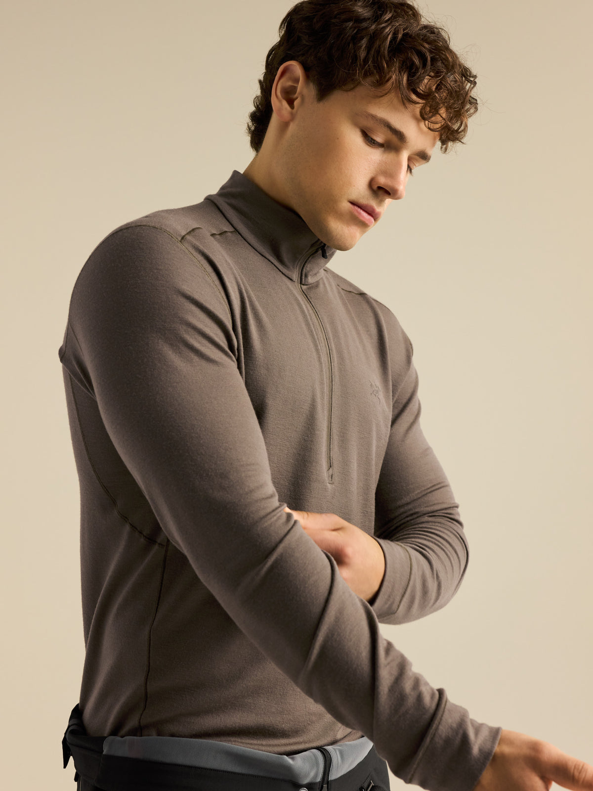 Satoro Merino Wool Zip Neck Mongoose Detail 1