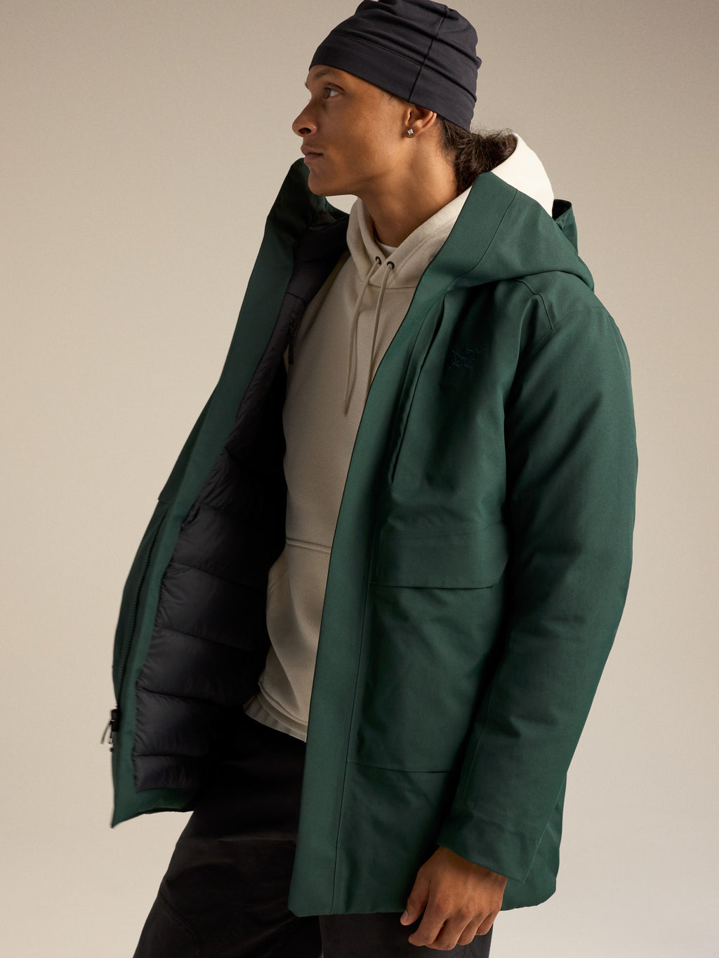 Therme Down Parka Dark Jade Detail 1
