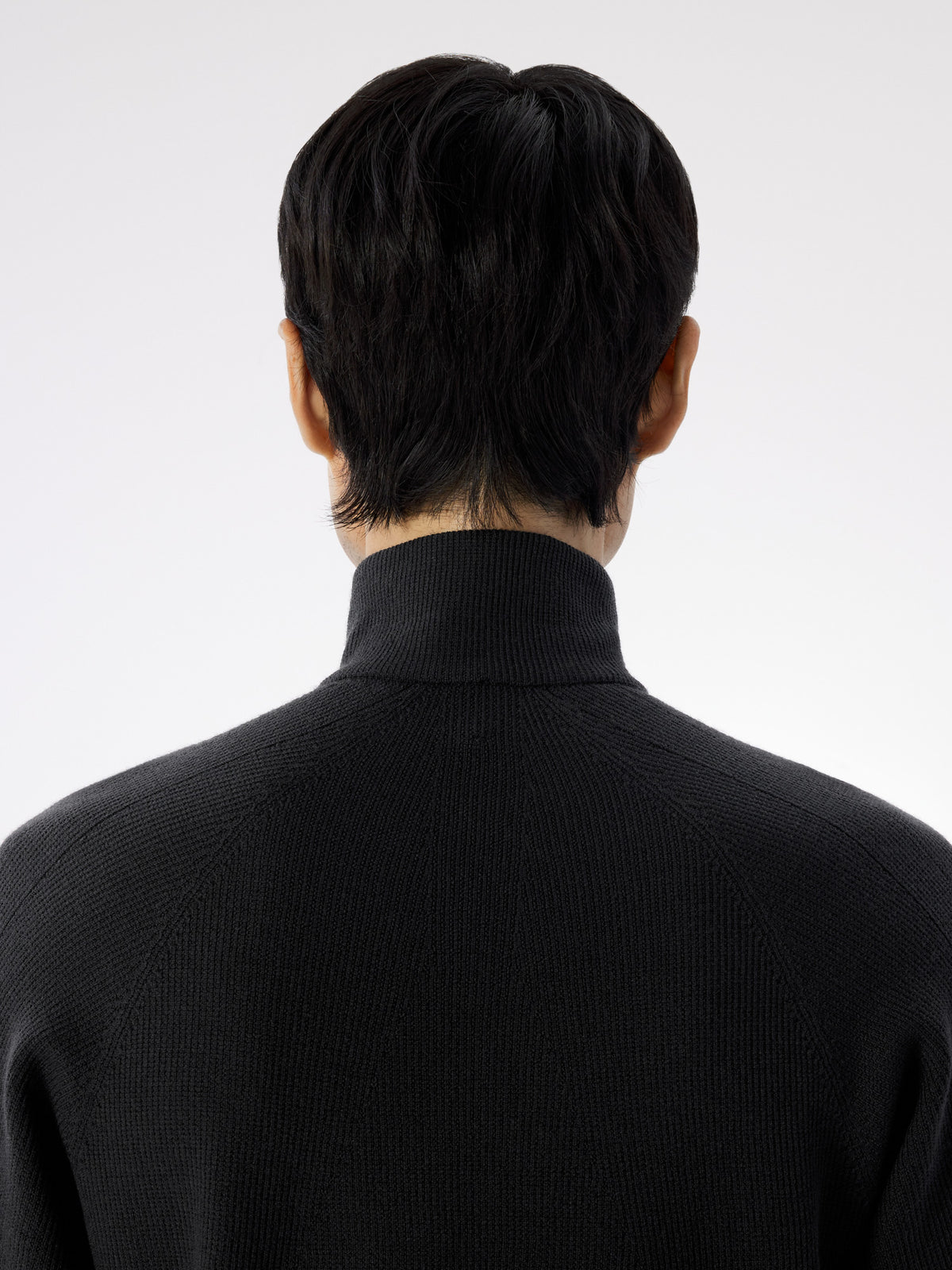 Conic Wool Half Zip Neck Black Detail 2